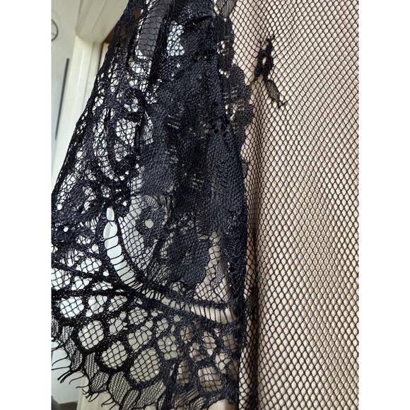 Lulus Lace Overlay Mini Dress Skater Deep V Whimsigoth Feminine LG - Picture 9 of 12